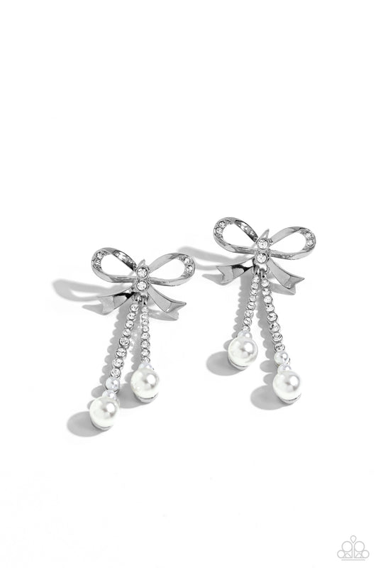 Bodacious Bow - White Earring