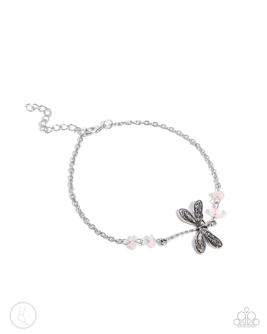 Dragonfly Dawn - Pink anklet