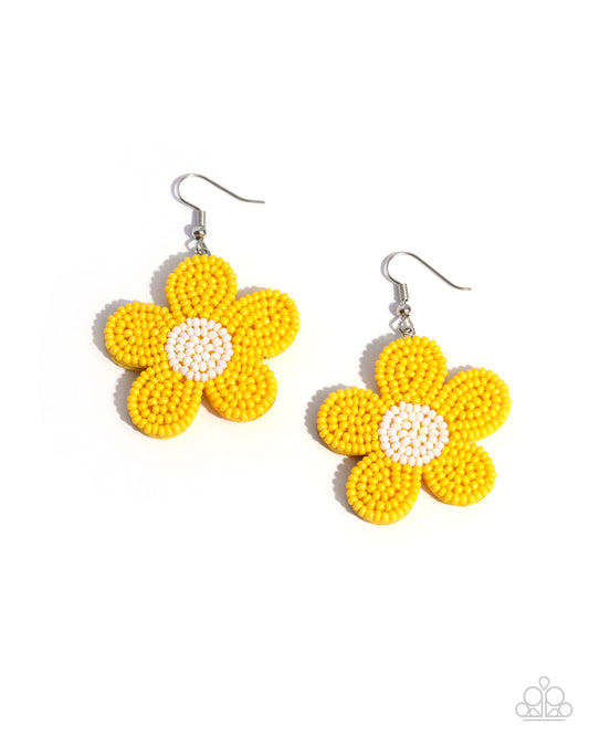 Seed Bead Vibrancy - Yellow Earring