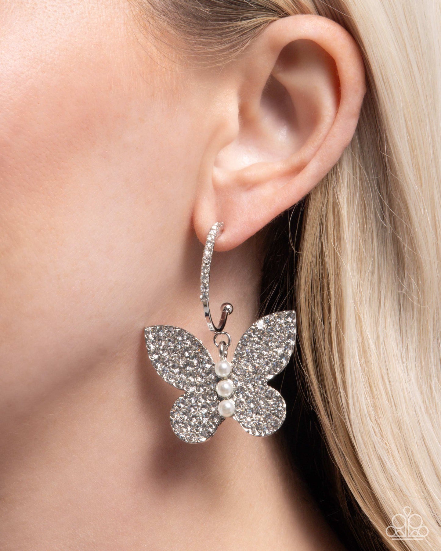 Butterfly Boundary - White Earring