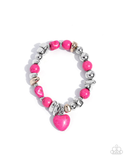 Adorably Asymmetrical - Pink Bracelet