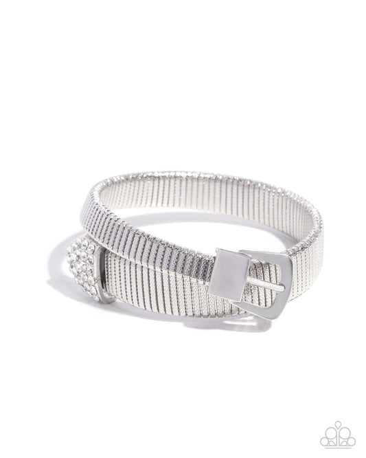 Belted Brilliance - White Bracelet